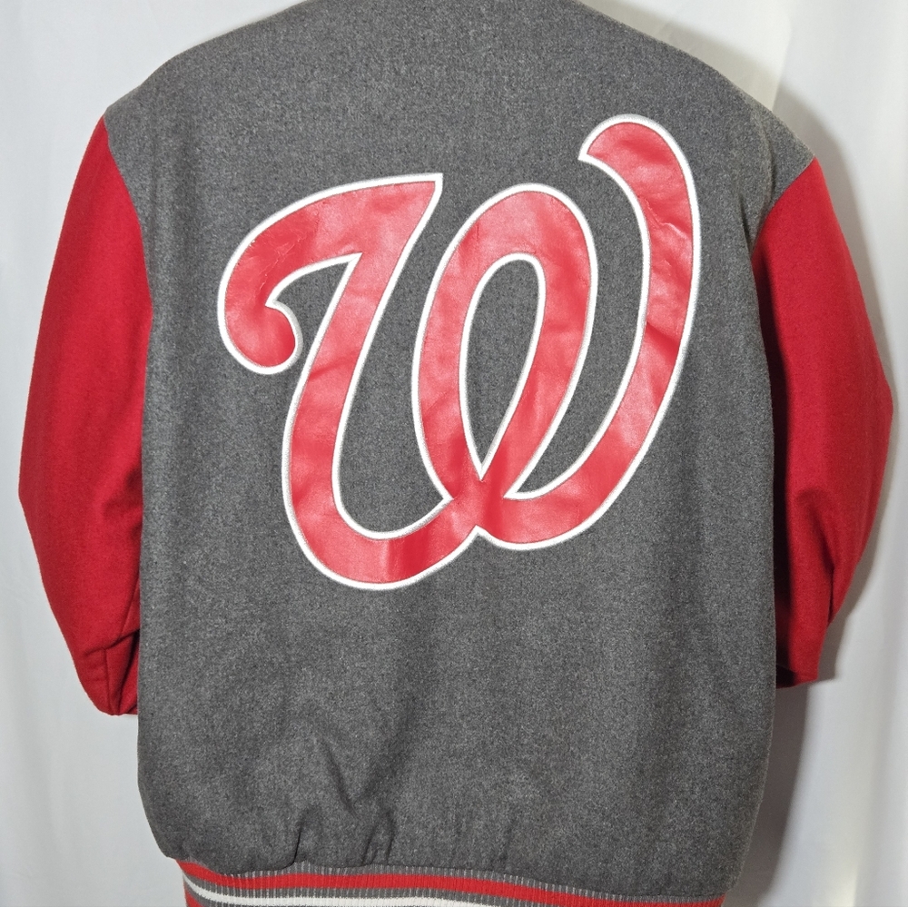Vtg JH Design Washington Nationals Wool Reversible Varsity Jacket Sz L